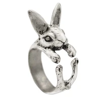 new hand carved rabbit ring art design animal retro opening adjustable size unisex female ring gothic ring jewelry free delivery