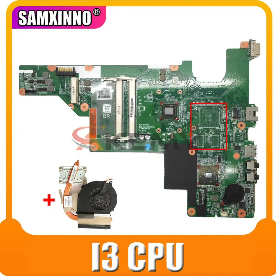 

646177-001 CQ43 Материнская плата HM65 + I3 ЦП + радиатор для HP CQ43 CQ57 430 431 435 630 635 Материнская плата ноутбука