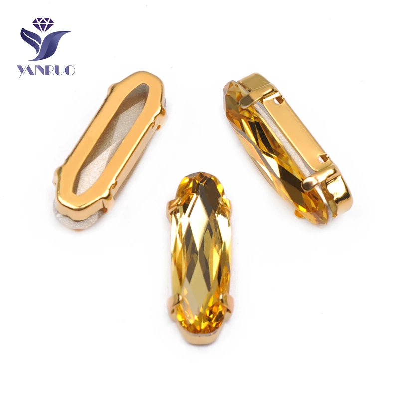 Light Topaz YANRUO 4161, удлиненные Стразы для багета, хрустальные причудливые камни с когтями, K9 точечные Стразы для рукоделия - Цвет: Light Topaz