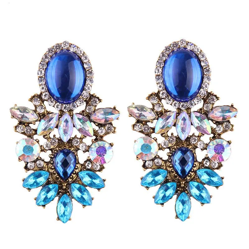 Роскошные женские серьги Girlgo Boho с разноцветными камнями,, праздничные подарки, трендовые геометрические серьги-капли, ювелирное изделие - Окраска металла: Blue