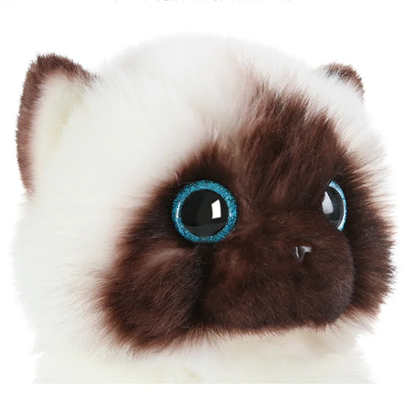 

20/26cm Simulation Siamese Cat Plush Toy with Blue Sequins Eyes Cute Simulation Animal Plush Doll Home Decor Birthday Xmas Gift