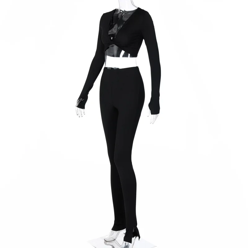

Oluolin Women Sexy Tracksuit Two Piece Set Sport Suit High Waist Stretchy Sportswear Crop Tops And Leggings Matching Outfits