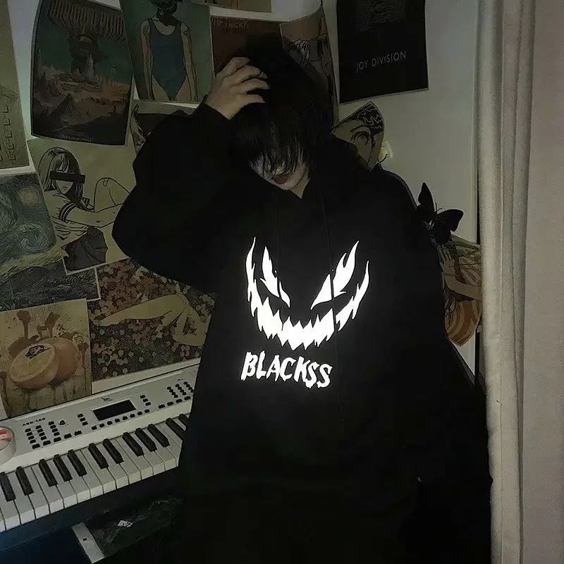 Женская толстовка светящаяся Корейская версия тренда осени и зимы Темный