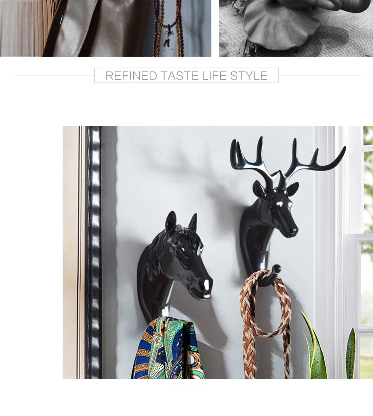 

Nordic Creative Resin Animal Wall Hooks Hanger Keys Holder Home Strong Seamless Sticking Hook Decorative Fitting Room Coat Hooks