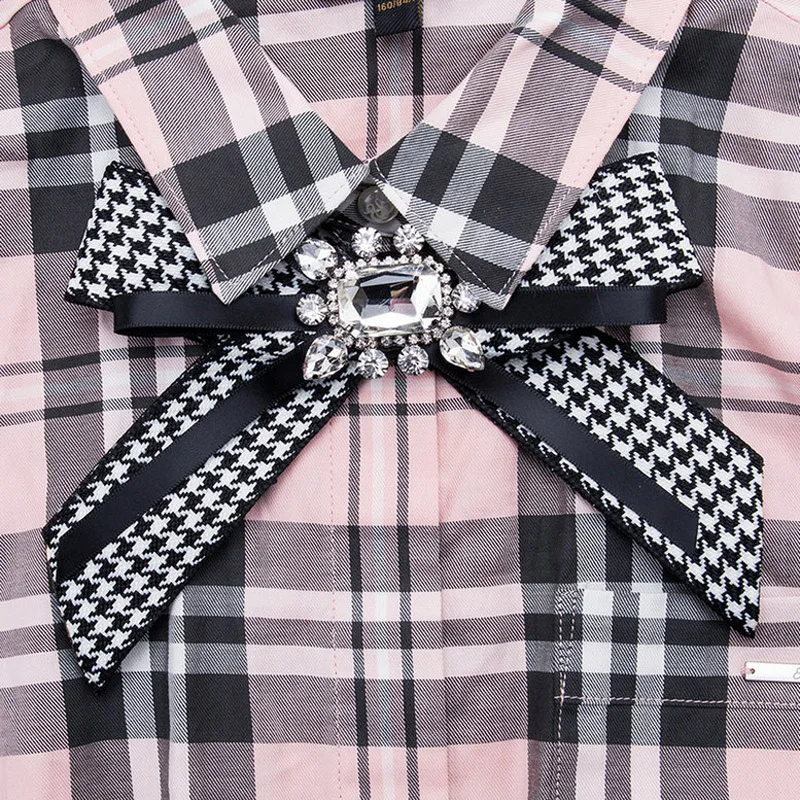 Винтажная ткань Хаундстут лук нагрудный знак брошь галстук лента броши