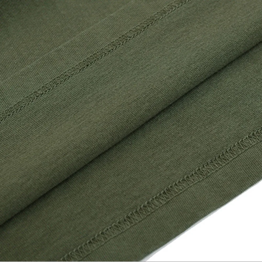 

T-shirt Western Style Street Fashion 2021 Summer Loose Casual Solid Color Letter Printing ArmyGreen Round Neck Summer