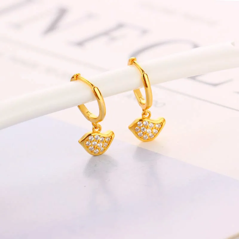 

Paved Zircon Bird Pendant Hoop Earring for Fashion Women Party Minimalist Piercing Earings Jewelry Cute Accessories Gift Brincos