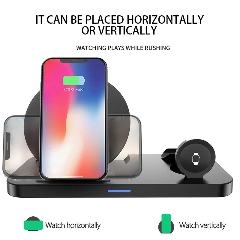 Быстрое беспроводное зарядное устройство 3 в 1 док станция для iPhone 11 Pro XS Max 8 Apple Watch