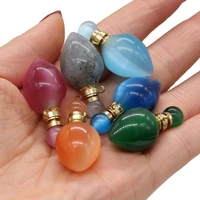 natural stone perfume bottle double hole pendant essential oil diffuser charms for jewelry making diy necklace accessories