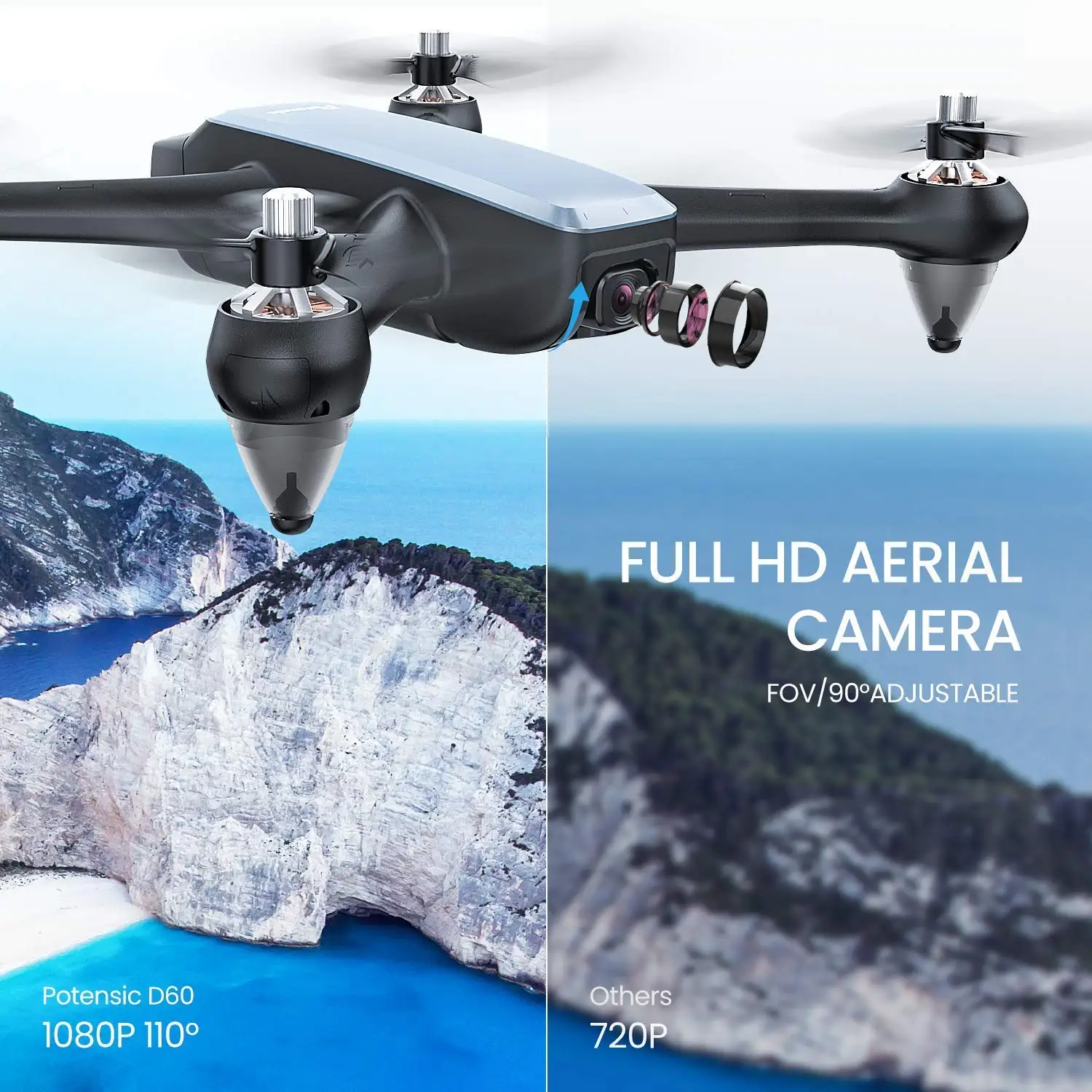 Potensic D60 gps Дрон с 4K широкоугольным HD FPV двойной камерой бесщеточный мотор RC Дрон Квадрокоптер