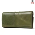 Женский кошелек из натуральной кожи, зеленый Дамский удлиненный бумажник для мелочи, кредитных карт, портмоне для телефона с кармашком для мелочи