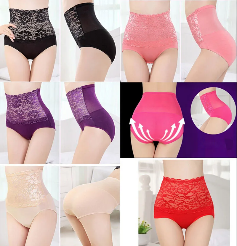 

New Low Price Sexy Lace Women Panties Cotton Women Briefs High Waist Slimming Lady Briefs Lace Underwear For Women