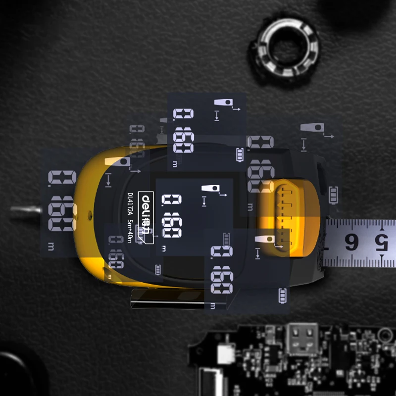 

Deli 2 In 1 Laser Ranging Tape Measure Digital Display 5M+40M For Buildings Interior And Exterior Decoration Design Tool