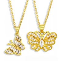 2021 new trendy cute animal gold butterfly pendant necklaces for women gold color choker necklace statement jewelry party gift