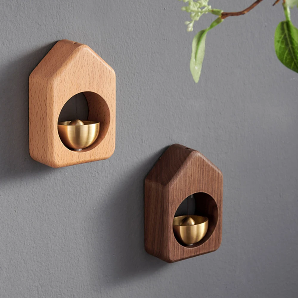 

Деревянный латунный дверной колокольчик для холодильника, Настенный декор, деревянный дверной звонок, магнитные дверные колокольчики для ...