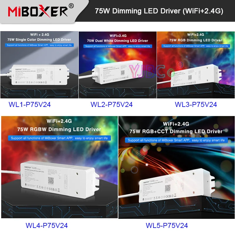

WiFi+2.4G 75W Dimming Driver Single color/Dual White /RGB/RGBW/RGB+CCT LED Light Transformer controller 100-240V to 24V Power