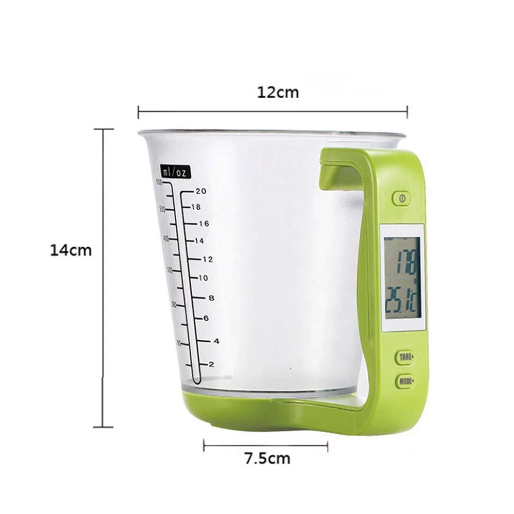 

Kitchen Scale Electronic Measuring Cup With LCD Digital Temperature Display Battery Powered Beaker Scale For Cooking