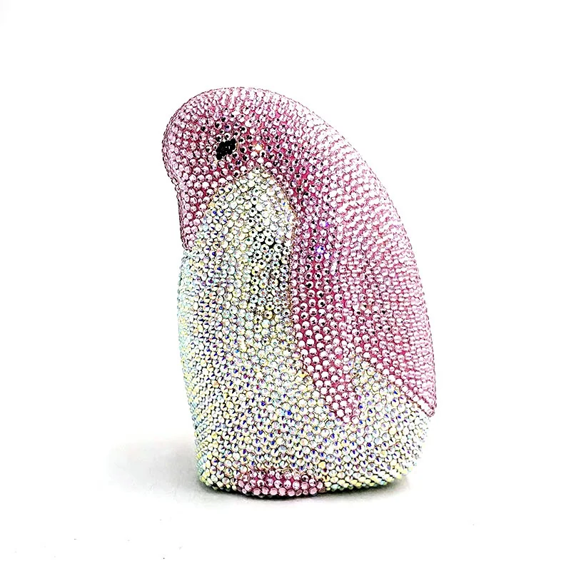 Color 2 pink Женские кошельки для невесты, свадьбы, вечеринки, женская вечерняя сумочка, бриллианты, животные, полный кристалл, клатчи, милый пингвин, Кристальный кошелек - Цвет: Color 2 pink