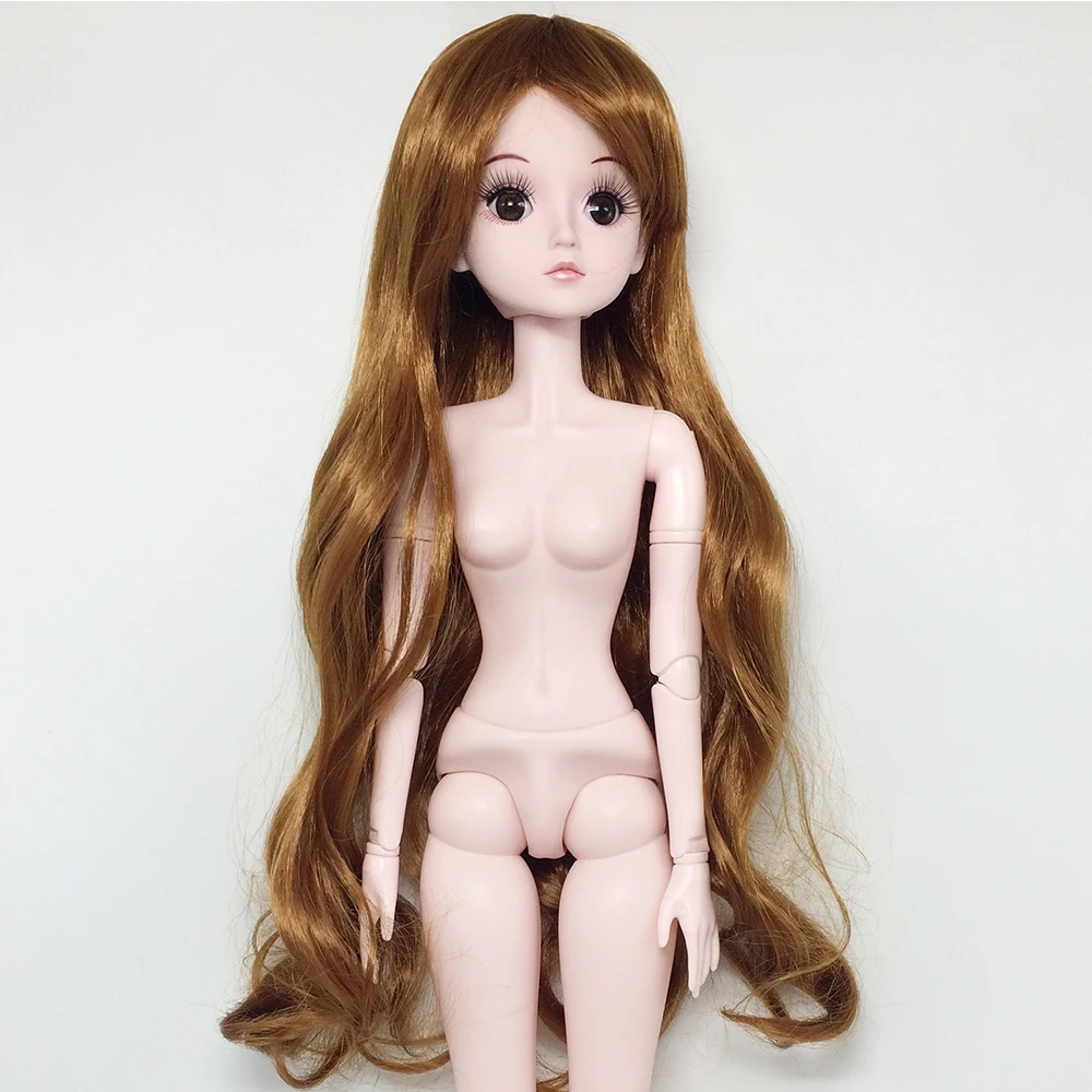 Волосы для 1/3 BJD 60 см девушка Кукла Высокая температура коричневый куклы парики