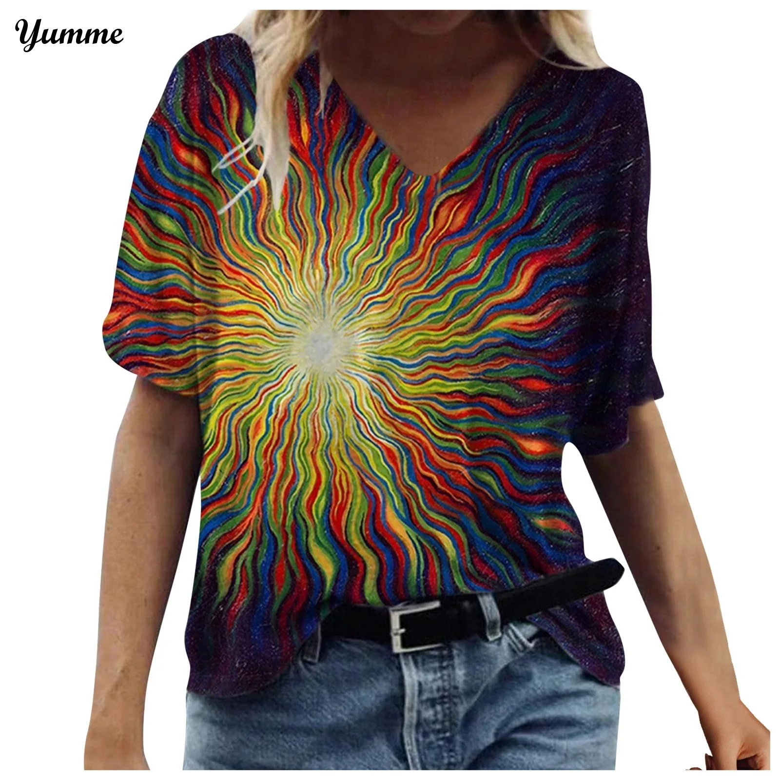 

40# Summer Blouse Women Harajuku Vintage Print Short Sleeve O Neck Shirts Casual Plus Size Graphic Tee Tops Camisetas Mujer