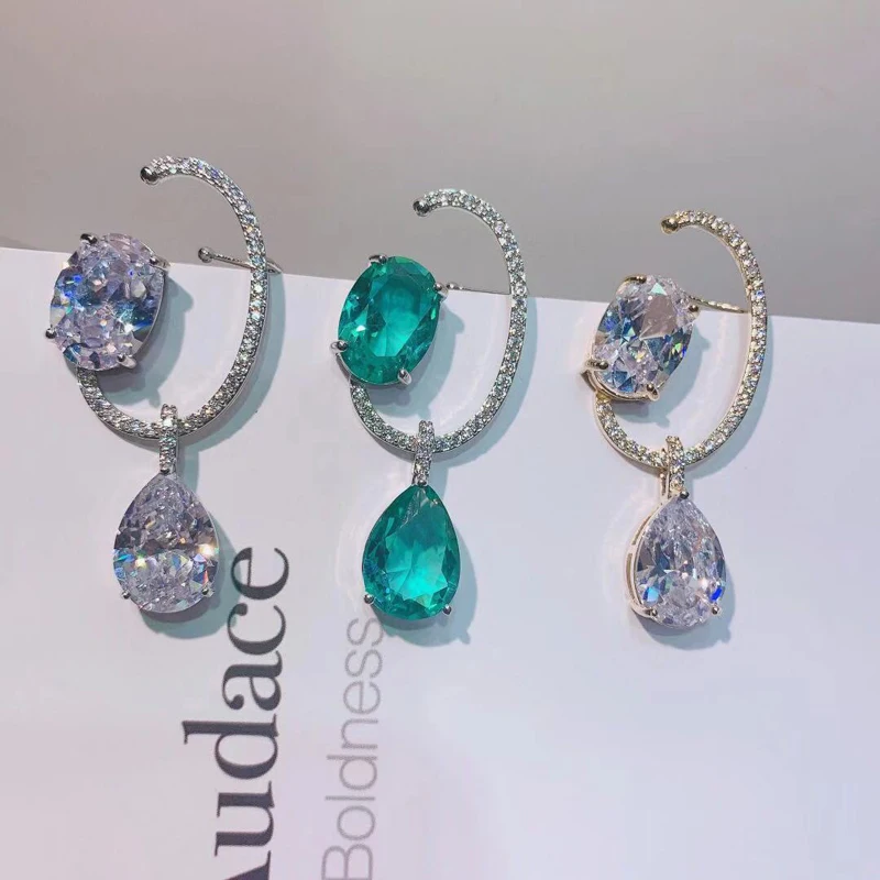 Женские серьги-капельки с цирконием Be 8 красивые разноцветные дизайнерские