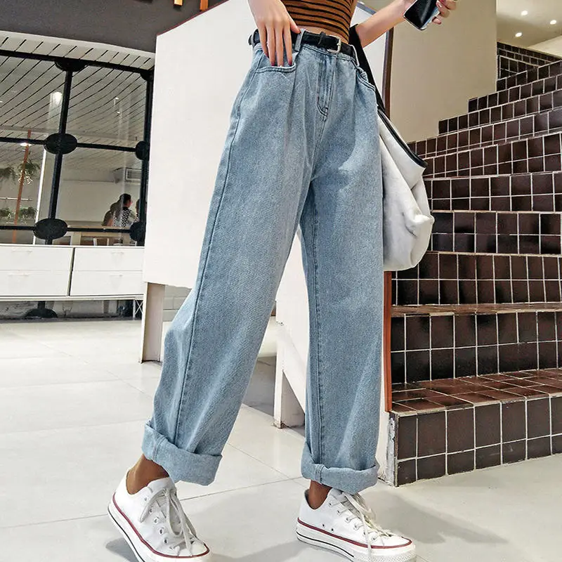 

Vintage Boyfriend Jeans For Women Loose Spring Autumn Straight Wide Leg Denim Pants Streetwear Plus Size Baggy Mom Jeans Q4395