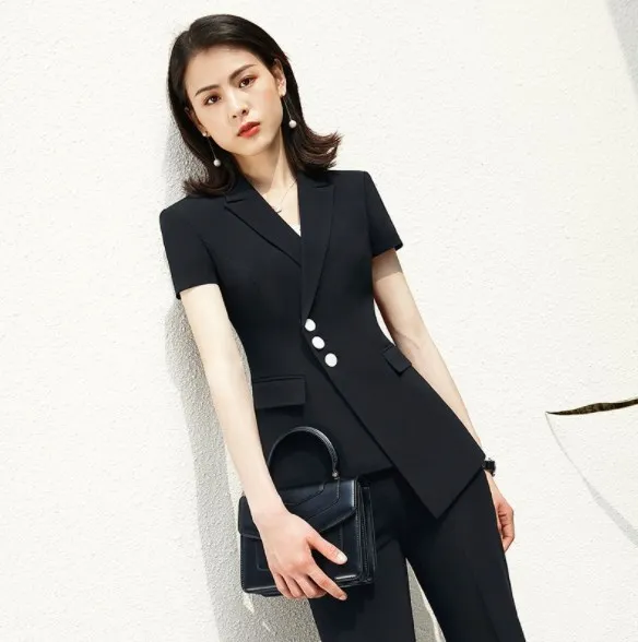 Летние женские черный белый цвет юбка штаны костюмы Формальные с коротким