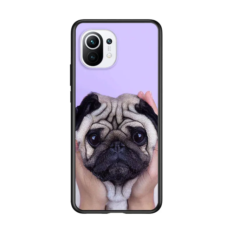 

Love Pugs Cute for Xiaomi Mi 11 10T Note 10 Ultra 5G 9 9T SE 8 A3 A2 A1 6X Pro Play F1 Lite 5G Black Phone Case
