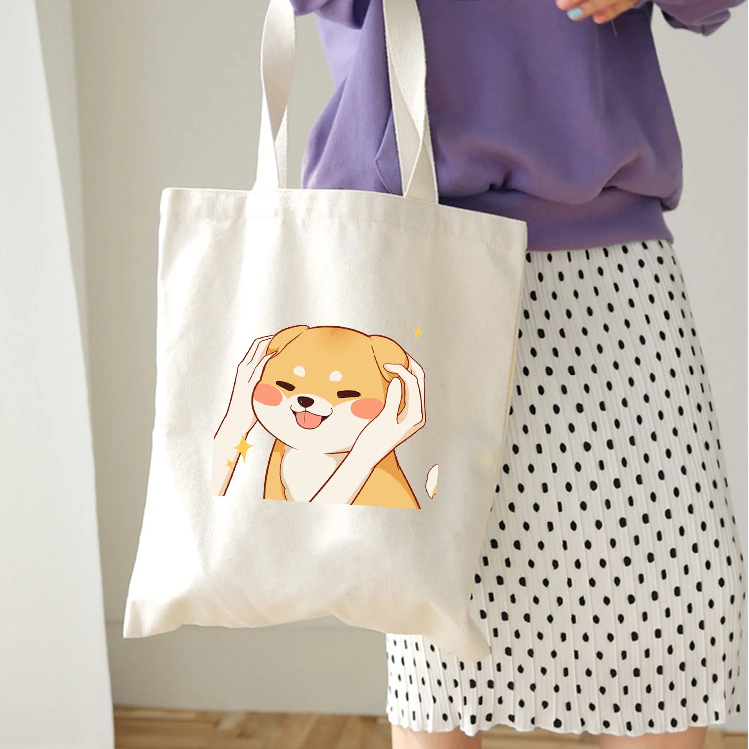 Новая японская симпатичная сумка с принтом Шиба-ину забавная Холщовая Сумка