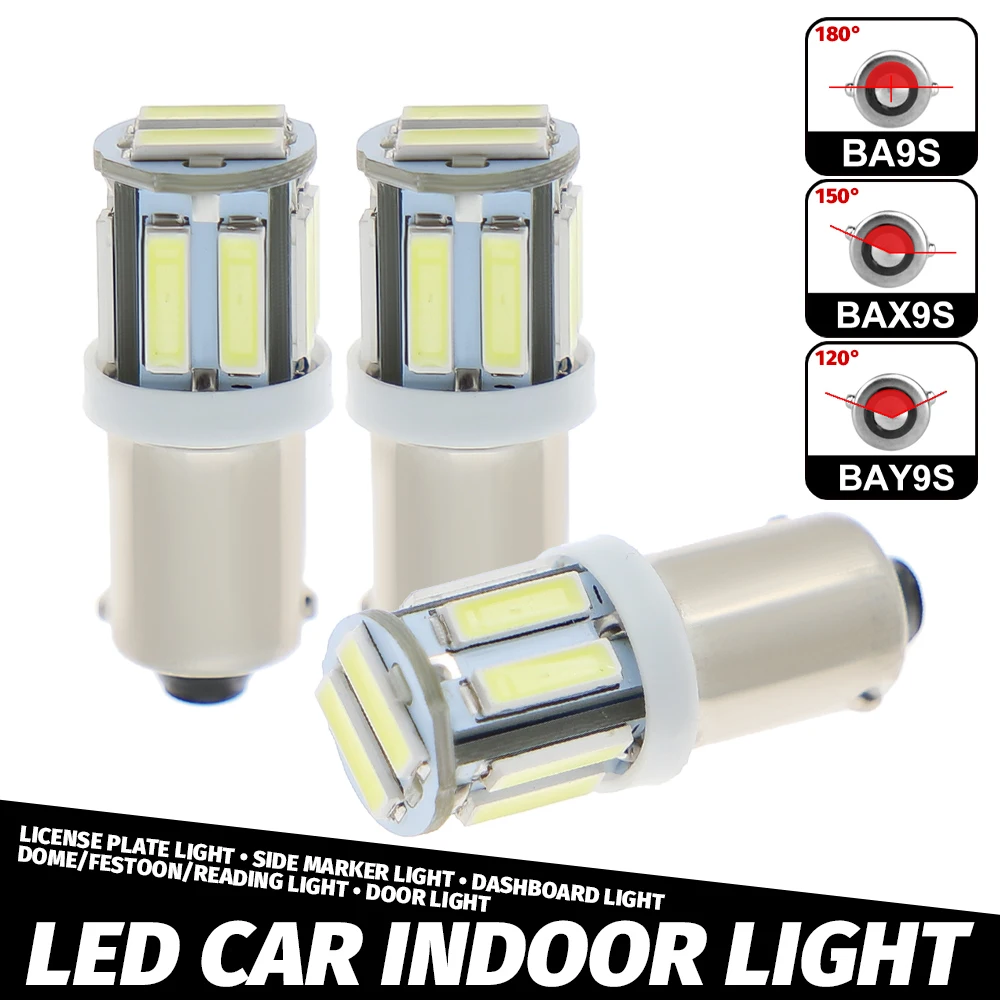 

10X BA9S T11 BAX9S H6W BAY9S H21W LED Car 10SMD Clearance Lights License Plate Reading Tail Dome Map Parking Lamp Indicator Bulb