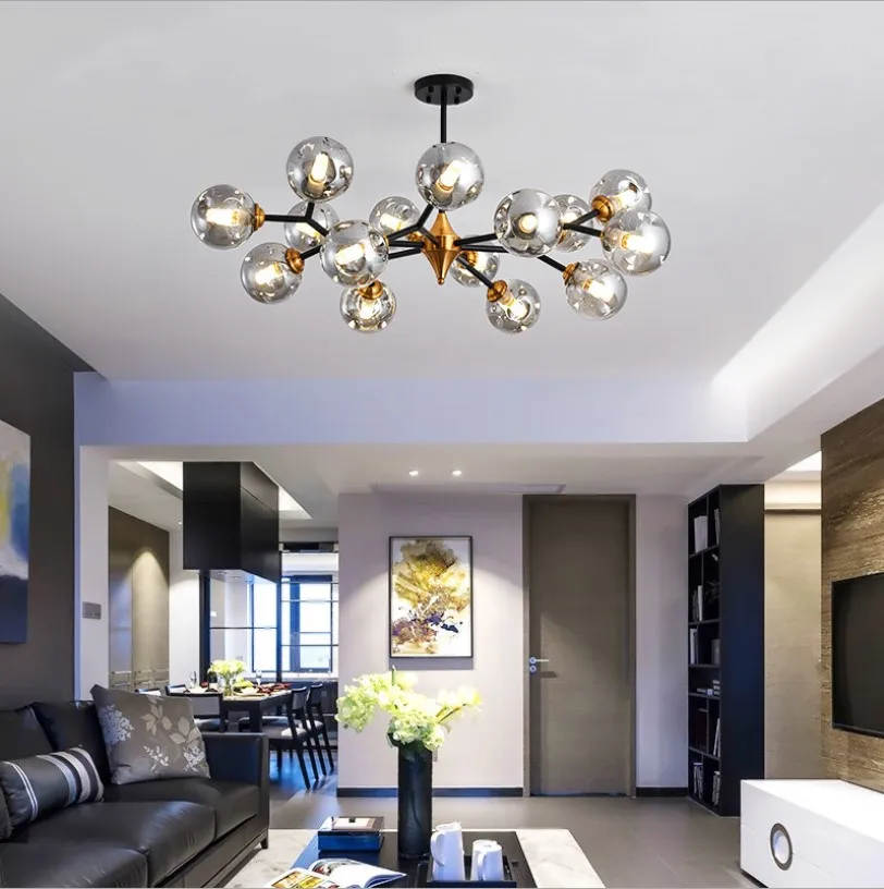 Современная Подвесная лампа светильник с дымчатым серым оттенком освещение для