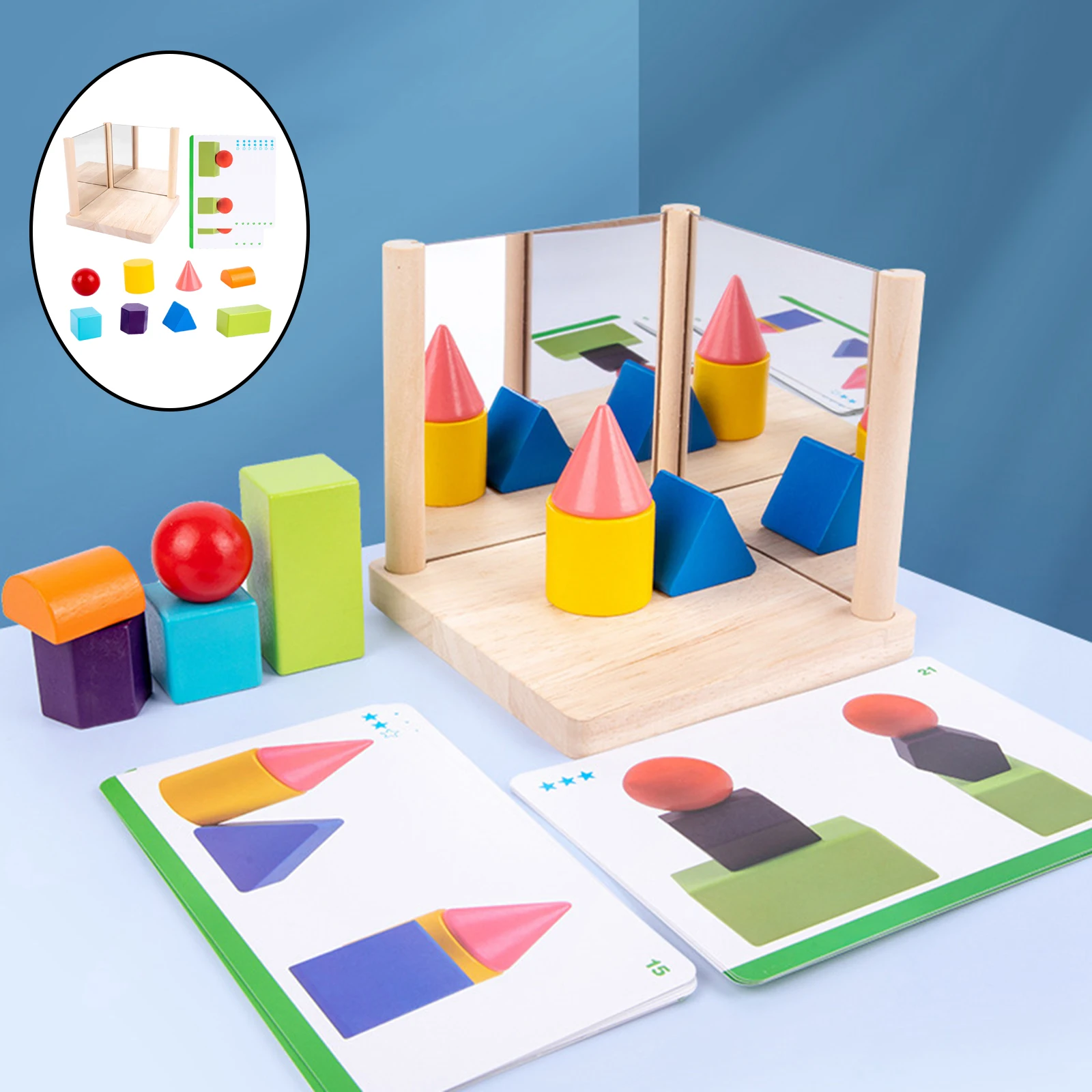 

8x Mirror Blocks Mirror Frame Puzzle Preschool Early Educational Learning Development Sorter Interactive Motor Skill Toys