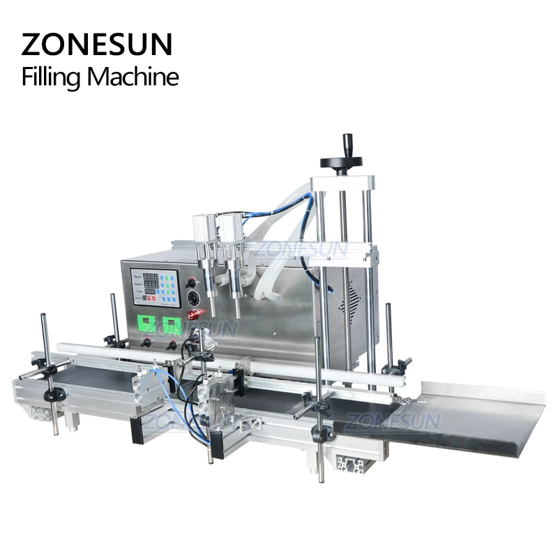 

ZONESUN Diaphragm Pump Automatic Big Flow Double Heads Liquid Beverage Shampoo Gel Filling Machine Bottle Filler ZS-DTDP20-2