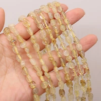 natural gold rutilated quartzs rubellite beads for diy women gift jewelry making bracelet necklace accessories size 6 8mm