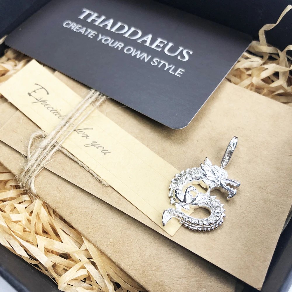 Подвеска в виде китайского дракона с белым кубическим цирконием для женщин и