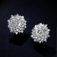luxury big crystal gold clip earrings without piercing round clip on earrings for women clip ears rhinestones wedding jewelry