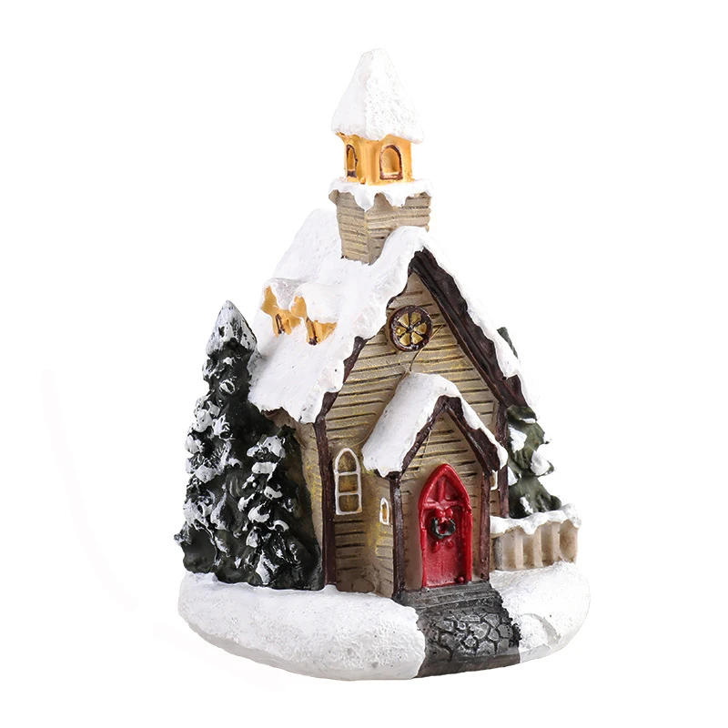 city christmas party led light scene snow village houses decoration chimney cabin ornament home decor for kids christmas gifts free global shipping