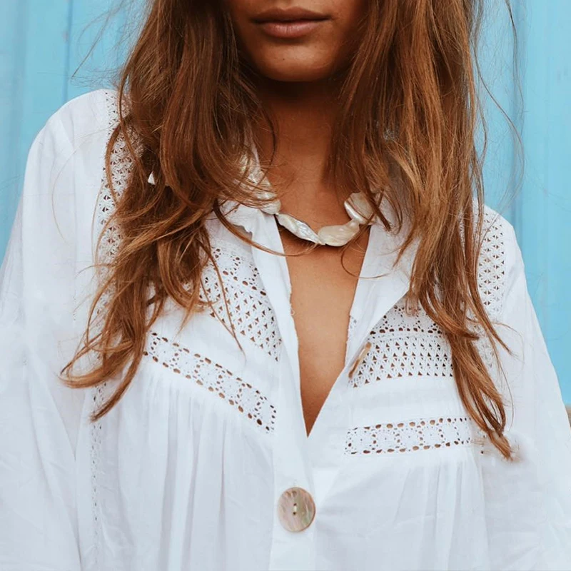 Женское пляжное платье парео In X белое туника накидка на купальник лето