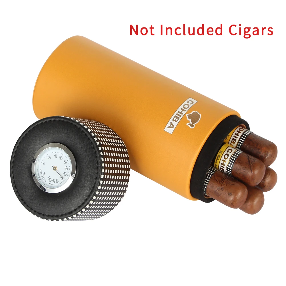 COHIBA кожаный сигарный хьюмидор аксессуары желтый чехол для сигар Кедр Дерево