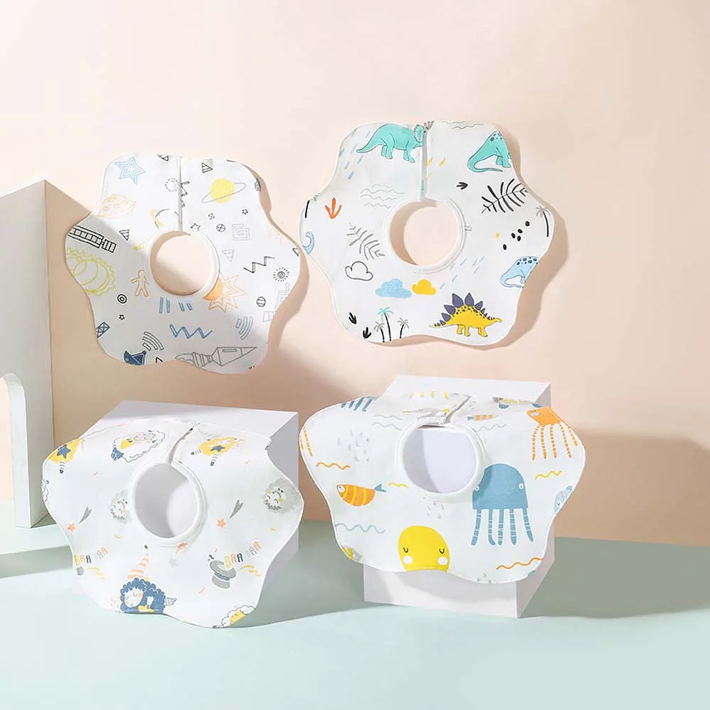 Baberos de algod&oacute;n con dibujos de dinosaurios y animales para beb&eacute;, toalla para eructar, Saliva, giratoria, Bandana, estilo moderno-1