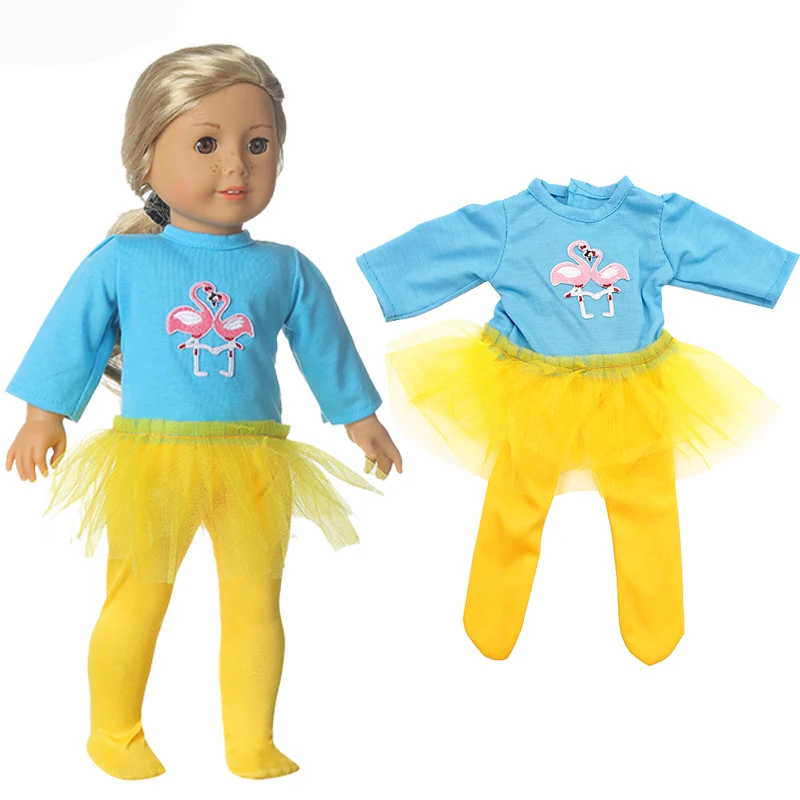 Платье с двойным фламинго колготки юбка костюмы размер 18 дюймов американский и 43