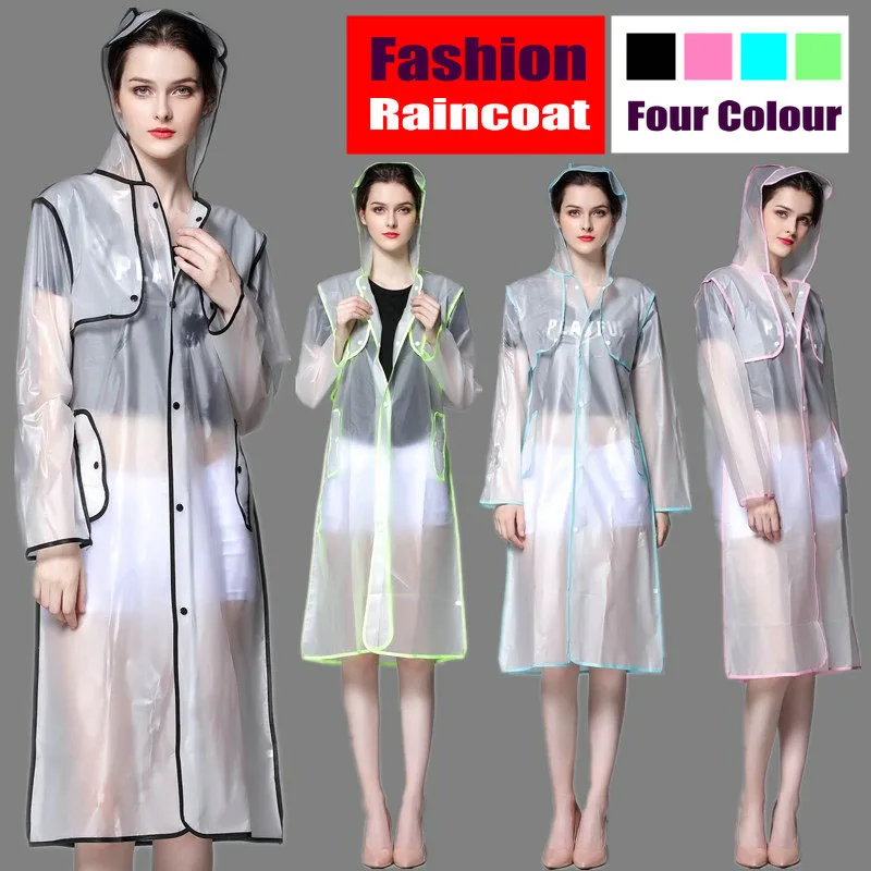 Long Hooded Raincoat For Women Waterproof Rain Coat Camping Transparent Cloak Adult Costume camping Men Travel Raincoats | Дом и сад