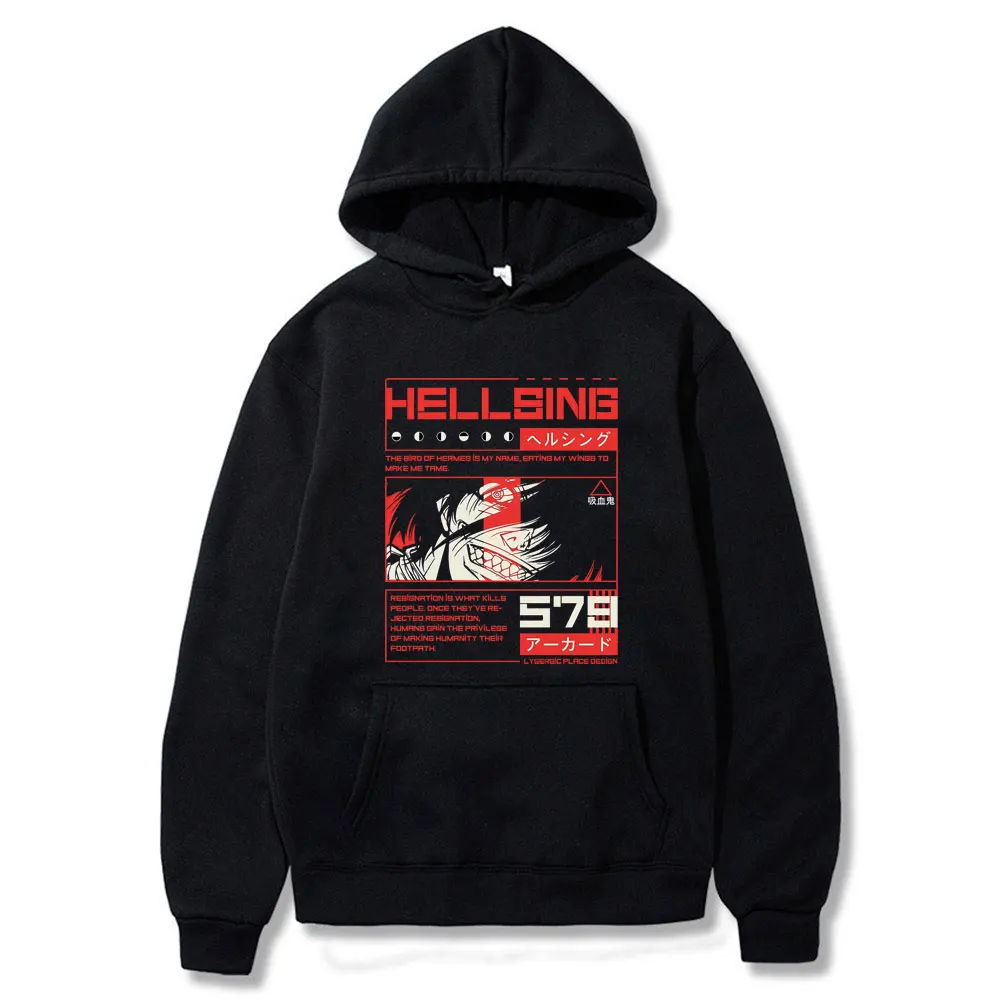 

Japan Classic Anime HELLSING Alucard Vampire Hunter Print Hoodie Men Women Casual Fashion Hooded Sweatshirt Oversized Hoodies