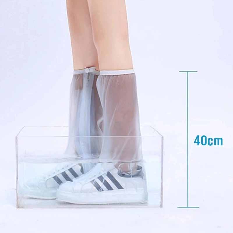 Reusable Water Proof Shoe Cover Long Length Slip-resistant Zipper Rain Boots Overshoes Waterproof Rainy Days Useful Tools