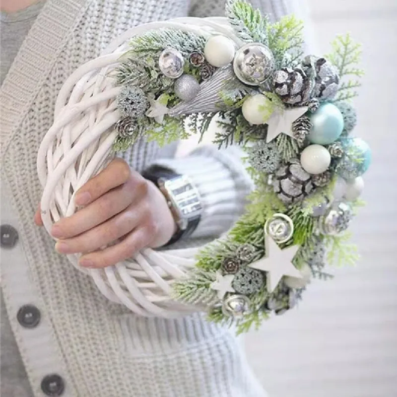 

10/20/30cm DIY Christmas Wreath Garland Rattan Ring White Xmas Wedding Birthday Party Gifts Decorations новый год 2022 Navidad