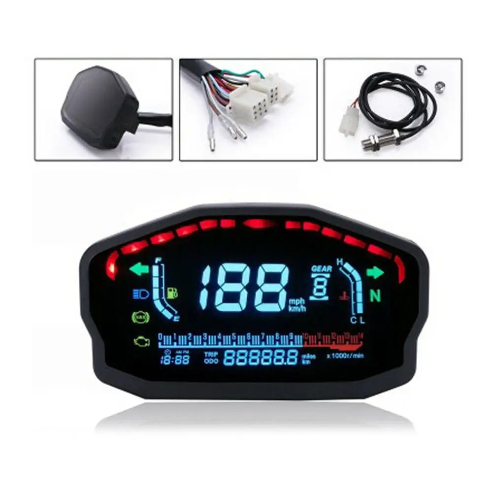 Motorcycle Modified Color Screen LCD Digital Instrument Speed Adjustable 2/4 Cylinder Universal LED Speedometer Odometer | Автомобили и