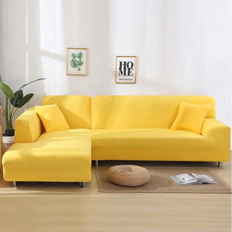 

Cross-border L-shaped solid color sofa cover all-inclusive combination chaise longue sofa cover solid color four seasons sofa co