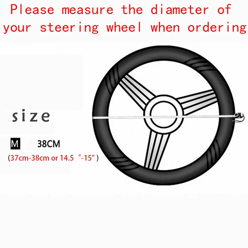 

15 Inch Genuine Leather Braided Steering Wheel Cover for Hyundai I30 Car Interior Accessories