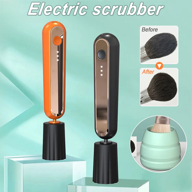 

Электрический Очиститель кистей для макияжа с складной силиконовой чашей, портативный автоматический очиститель кистей JS23