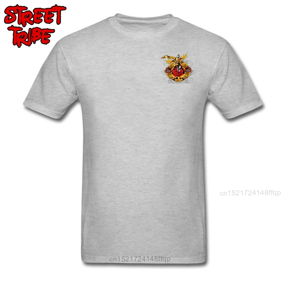 Dagger N Rose T-shirt Men Love Kills Tshirt Crazy Design Clothing Adult Grey T Shirts 100% Cotton Fabric Tops &amp Tees Vintage | Мужская